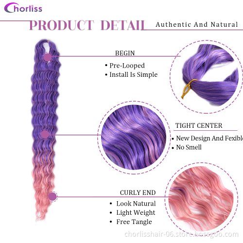 Wholesale 30'' Soft Honey Blonde Deep Wave Crochet Braids Hair Pr-Stretched Ombre Water Wave Synthetic Braiding Hair Extensions